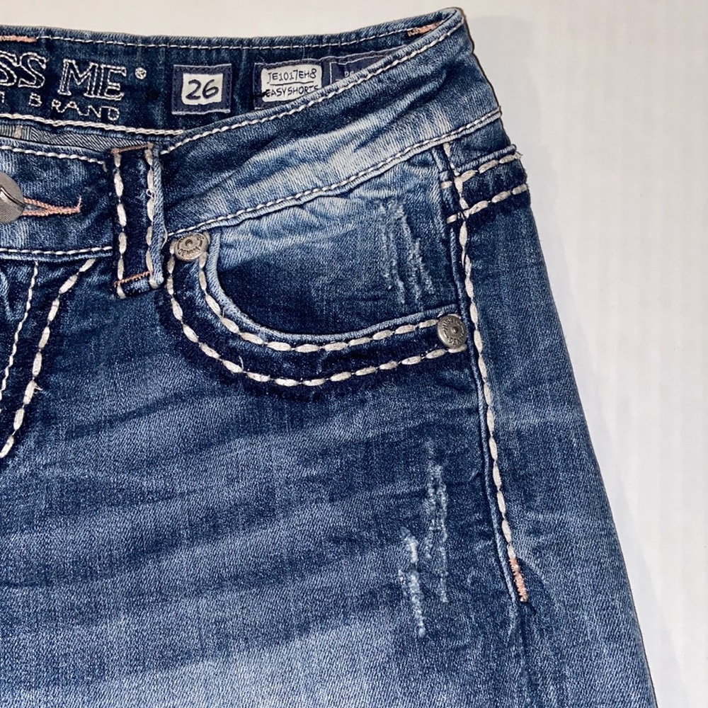 Miss Me Easy Shorts Size 26 Distressed Denim Blue Jean Shorts - Picture 7 of 12